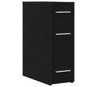 KDVXBCQJH Armoire pharmacie Buffet noir aspect chêne 20 x 45,5 x 60 cm | Commode fine pour couloir et chambre à coucher avec 3 tiroirs spacieux en bois et poignées en acier robuste.