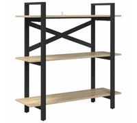 KDVXBCQJH Bibliothèque à 3 compartiments en chêne Sonoma 100 x 33,5 x 102 | Paravent ouvert industriel avec cadre en acier robuste et 3 niveaux en bois pour salon et bureau à domicile.