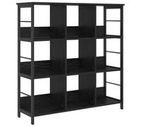 KDVXBCQJH Bibliothèque sur pied, style industriel, 9 compartiments, noir | Étagère cubique polyvalente en mélange de bois et métal avec 9 compartiments ouverts pour salon, bureau et bureau à domicile.