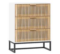 KDVXBCQJH Buffet blanc 60 x 30 x 75 cm Commode avec tiroirs en bois | Buffet compact pour salon et couloir, pieds en fer de soutien et corps stable pour la décoration.