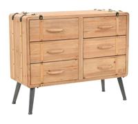 KDVXBCQJH Commode rétro en bois massif de sapin avec 6 tiroirs 91 cm | Buffet rustique en forme de valise en bois de sapin et MDF. Rangement pratique pour le salon et la chambre à coucher.