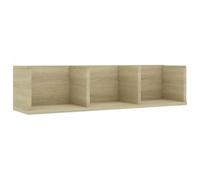 KDVXBCQJH Étagère murale CD en chêne Sonoma 75 x 18 x 18 cm | Étagère murale triple en bois pour CD et DVD dans le salon, charge jusqu'à 40 kg avec 3 compartiments ouverts.