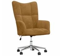 KDVXBCQJH Fauteuil de bureau en velours réglable en hauteur Marron | Chaise pivotante veloutée avec roulettes et coutures matelassées pour un travail confortable dans le bureau