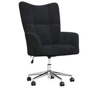 KDVXBCQJH Fauteuil de relaxation pivotant en velours noir réglable en | Fauteuil capitonné moderne en velours avec roulettes et vérin à gaz. Confort d'assise confortable pour le bureau et le salon.