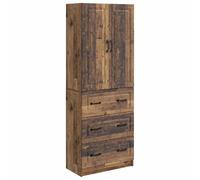 KDVXBCQJH Lot de 2 armoires aspect bois vieilli 66 x 34,5 x 87 cm | Ensemble de meubles polyvalent composé d'une commode et d'une armoire murale pour le salon, le couloir ou la chambre à