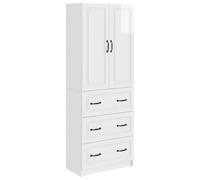 KDVXBCQJH Lot de 2 armoires en bois blanc brillant 66 x 34,5 x 87 cm | Rangement polyvalent pour le salon : la combinaison de commode et d'armoire murale crée un espace de rangement structuré dans