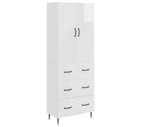 KDVXBCQJH Lot de 2 armoires en bois blanc brillant 66 x 34,5 x 90 cm | Ensemble de deux pièces composé d'une armoire à tiroirs et d'une armoire murale pour un rangement polyvalent dans le salon ou