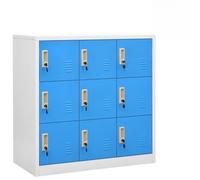 KDVXBCQJH Lot de 2 casiers en acier gris clair bleu 90 x 45 x 92,5 cm | Casier robuste avec 9 compartiments verrouillables pour le bureau, l'école ou le vestiaire. Offre un espace de rangement sûr