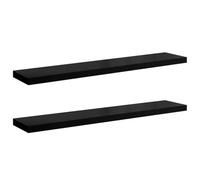 KDVXBCQJH Lot de 2 étagères flottantes en MDF noir brillant 120 x 23,5 x | Ensemble d'étagères murales élégantes pour chambre à coucher et salon, support invisible, charge jusqu'à 10 kg par étagère.
