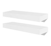 KDVXBCQJH Lot de 2 étagères murales flottantes en MDF Blanc 40 x 20 cm | Fixation murale invisible pour salon et chambre à coucher, capacité de charge de 5 kg par étagère, vis et chevilles incluses.