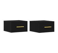 KDVXBCQJH Lot de 2 tables de chevet murales aspect chêne noir 35 x 35 x 20 | Les tables de chevet suspendues peu encombrantes en bois assurent de l'ordre et du style dans la chambre grâce aux tiroirs