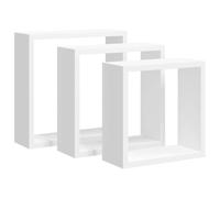 KDVXBCQJH Lot de 3 étagères murales flottantes en MDF blanc | Étagère murale polyvalente Trio pour salon et chambre à coucher. Idéal pour présenter des objets de décoration et des objets