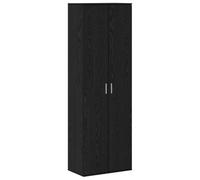 KDVXBCQJH Meuble haut noir aspect chêne 60 x 35 x 180 cm | Armoire étroite multi-usages avec portes à charnières et étagères pour salon et salle à manger.