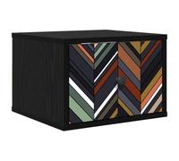 KDVXBCQJH Table de chevet murale aspect chêne noir 36 x 33 x 25 cm | Commode murale peu encombrante pour chambre à coucher avec un tiroir et une étagère robuste en bois.