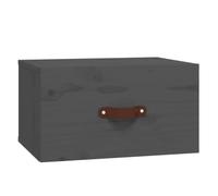 KDVXBCQJH Table de chevet murale en pin massif - Gris - 40 x 29,5 x 22 cm | Table de chevet suspendue peu encombrante en pin gris pour chambre à coucher avec compartiment de rangement pratique et