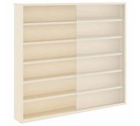 KDVXBCQJH Vitrine murale beige 60 x 8,5 x 54 cm en contreplaqué | Vitrine compacte suspendue pour chambre et couloir : 5 étagères avec porte coulissante protègent les pièces de collection de