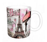 KDWJS Mug porcelaine fine Mug Tasses de 11 oz 330ml pour collègue,amis,frères et soeurs imprimer Tasse de café exquis CadeauAquarelle Vue de Paris Printemps Tour Eiffel Rose Vintage Fille de rue
