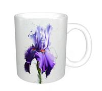 KDWJS Mug porcelaine fine Mug Tasses de 11 oz 330ml pour collègue,amis,frères et soeurs imprimer Tasse de café exquis CadeauAquarelle d'un gros plan d'un iris violet sur fond blanc avec des éléments