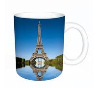 KDWJS Mug porcelaine fine Mug Tasses de 11 oz 330ml pour collègue,amis,frères et soeurs imprimer Tasse de café exquis CadeauLa Tour Eiffel se reflète sur l'eau