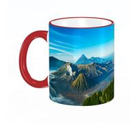 KDWJS Mug porcelaine fine Mug Tasses de 11 oz 330ml pour collègue,amis,frères et soeurs imprimer Tasse de café exquis CadeauVolcan du mont Bromo au lever du soleil à Java-Est, en Indonésie.