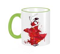 KDWJS Mug porcelaine fine Mug Tasses de 11 oz 330ml pour collègue,amis,frères et soeurs imprimer Tasse de café exquis CadeauUne fille espagnole en robe rouge danse un flamenco