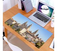 KDWJS Tapis de Souris XXL Speed Gaming - 90x40 cm - Base en Caoutchouc antidérapant Extended - Améliore la précision et la Vitesse - Vue de Saint-Jacques-de-Compostelle avec la cathédrale de Saint-Ja
