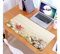 KDWJS Tapis de Souris XXL Speed Gaming - 90x40 cm - Base en Caoutchouc antidérapant Extended - Améliore la précision et la Vitesse - Belles étoiles de mer et Coquillages sur Le Sable Plat
