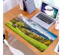 KDWJS Tapis de Souris XXL Speed Gaming - 90x40 cm - Base en Caoutchouc antidérapant Extended - Améliore la précision et la Vitesse - Paysage Alpin, Maisons rustiques en Bois dans des Champs verdoyant
