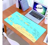 KDWJS Tapis de Souris XXL Speed Gaming - 90x40 cm - Base en Caoutchouc antidérapant Extended - Améliore la précision et la Vitesse - Carte détaillée des Caraïbes, des Pays, des îles et des Villes côt