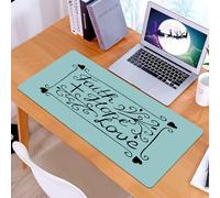 KDWJS Tapis de Souris XXL Speed Gaming - 90x40 cm - Base en Caoutchouc antidérapant Extended - Améliore la précision et la Vitesse - Une Phrase décorative de l'alphabet « Foi + Espoir + Amour », sur