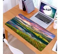KDWJS Tapis de Souris XXL Speed Gaming - 90x40 cm - Base en Caoutchouc antidérapant Extended - Améliore la précision et la Vitesse - Paysage du Soir avec Un Ciel Vif sur Un lac Calme entouré de Monta