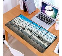 KDWJS Tapis de Souris XXL Speed Gaming - 90x40 cm - Base en Caoutchouc antidérapant Extended - Améliore la précision et la Vitesse - Aéroport Moderne et Chinois de Shanghai avec Un Grand Avion Royal