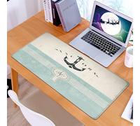 KDWJS Tapis de Souris XXL Speed Gaming - 90x40 cm - Base en Caoutchouc antidérapant Extended - Améliore la précision et la Vitesse - Océan, Ancre Nautique Marin Mer Directions Thème Vieux, Bleu Ciel