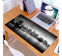 KDWJS Tapis de Souris XXL Speed Gaming - 90x40 cm - Base en Caoutchouc antidérapant Extended - Améliore la précision et la Vitesse - Pont de Brooklyn et Coucher de Soleil à Manhattan à New York, imag