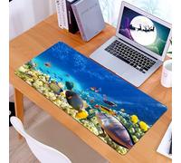 KDWJS Tapis de Souris XXL Speed Gaming - 90x40 cm - Base en Caoutchouc antidérapant Extended - Améliore la précision et la Vitesse - Exposition de biodiversité Marine, Poissons tropicaux de différent