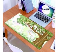 KDWJS Tapis de Souris XXL Speed Gaming - 90x40 cm - Base en Caoutchouc antidérapant Extended - Améliore la précision et la Vitesse - Nature Printemps Été Vue Arbre Herbe Papillons Peinture à l'huile