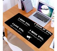 KDWJS Tapis de Souris XXL Speed Gaming - 90x40 cm - Base en Caoutchouc antidérapant Extended - Améliore la précision et la Vitesse - Texte Blanc sur Fond Noir, « Je Pense à toi », « Tu me manques »,
