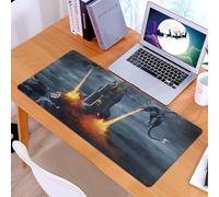 KDWJS Tapis de Souris XXL Speed Gaming - 90x40 cm - Base en Caoutchouc antidérapant Extended - Améliore la précision et la Vitesse - Le château attaqué par Le Dragon Lors d'un siège enflammé, Le Drag