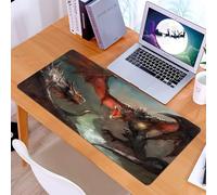 KDWJS Tapis de Souris XXL Speed Gaming - 90x40 cm - Base en Caoutchouc antidérapant Extended - Améliore la précision et la Vitesse - Duel de Dragon, Rencontre Dramatique Entre Deux bêtes ailées Rouge