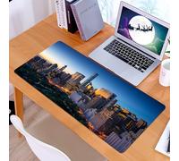KDWJS Tapis de Souris XXL Speed Gaming - 90x40 cm - Base en Caoutchouc antidérapant Extended - Améliore la précision et la Vitesse - Ville，Manhattan au crépuscule, Les bâtiments imposants sont encadr