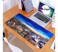 KDWJS Tapis de Souris XXL Speed Gaming - 90x40 cm - Base en Caoutchouc antidérapant Extended - Améliore la précision et la Vitesse - crépuscule avec des Nuages colorés Empire State et des Gratte-Ciel