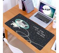 KDWJS Tapis de Souris XXL Speed Gaming - 90x40 cm - Base en Caoutchouc antidérapant Extended - Améliore la précision et la Vitesse - Illustration vectorielle « Je t'aime jusqu'à la Lune et Retour ».