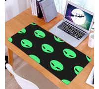 KDWJS Tapis de Souris XXL Speed Gaming - 90x40 cm - Base en Caoutchouc antidérapant Extended - Améliore la précision et la Vitesse - Têtes d'aliens Vertes répétitives sur Une Toile Sombre