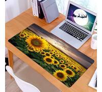KDWJS Tapis de Souris XXL Speed Gaming - 90x40 cm - Base en Caoutchouc antidérapant Extended - Améliore la précision et la Vitesse - Un Immense Champ de tournesols Lors d'un Magnifique Coucher de Sol