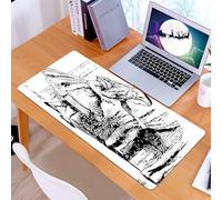 KDWJS Tapis de Souris XXL Speed Gaming - 90x40 cm - Base en Caoutchouc antidérapant Extended - Améliore la précision et la Vitesse - Alice au Pays des Merveilles, Alice en Noir et Blanc regardant à t
