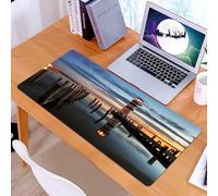 KDWJS Tapis de Souris XXL Speed Gaming - 90x40 cm - Base en Caoutchouc antidérapant Extended - Améliore la précision et la Vitesse - Phare au crépuscule, Un Phare rayé Scintillant comme Un lac sous u
