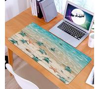 KDWJS Tapis de Souris XXL Speed Gaming - 90x40 cm - Base en Caoutchouc antidérapant Extended - Améliore la précision et la Vitesse - Scène côtière Plage de Tortues en Bois, Tortue de mer naviguant, t