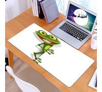 KDWJS Tapis de Souris XXL Speed Gaming - 90x40 cm - Base en Caoutchouc antidérapant Extended - Améliore la précision et la Vitesse - Dessin animé, Une Grenouille Verte vive avec des Yeux expressifs e