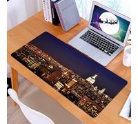 KDWJS Tapis de Souris XXL Speed Gaming - 90x40 cm - Base en Caoutchouc antidérapant Extended - Améliore la précision et la Vitesse - New York, New York la Nuit Empire Building dans Le VI