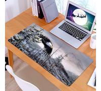 KDWJS Tapis de Souris XXL Speed Gaming - 90x40 cm - Base en Caoutchouc antidérapant Extended - Améliore la précision et la Vitesse - Un vautour Vole au-Dessus de la Neige, traversant la forêt Froide